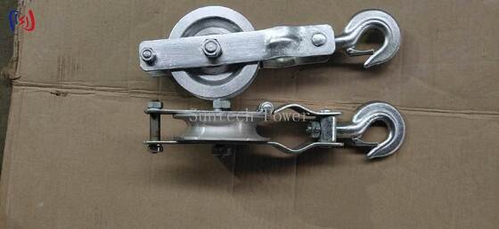 Professioneller Single Sheave Stringing Block mit 5-20KN Nennlast und Aluminium-Schave für leichte Oberleitungsstringung