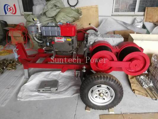 Professionelle 6,3-9KW Doppeltrommelwinde mit 2000-3600 RPM-Geschwindigkeit für gleichzeitiges Kabelziehen und Spannen bei Stromleitungsarbeiten