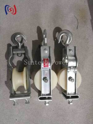 Profi-Sitz- und Hängeblock für doppelte Verwendung mit 5-20KN Nennlast und 80x50mm Scheibengröße für die Installation von Luftleitungen